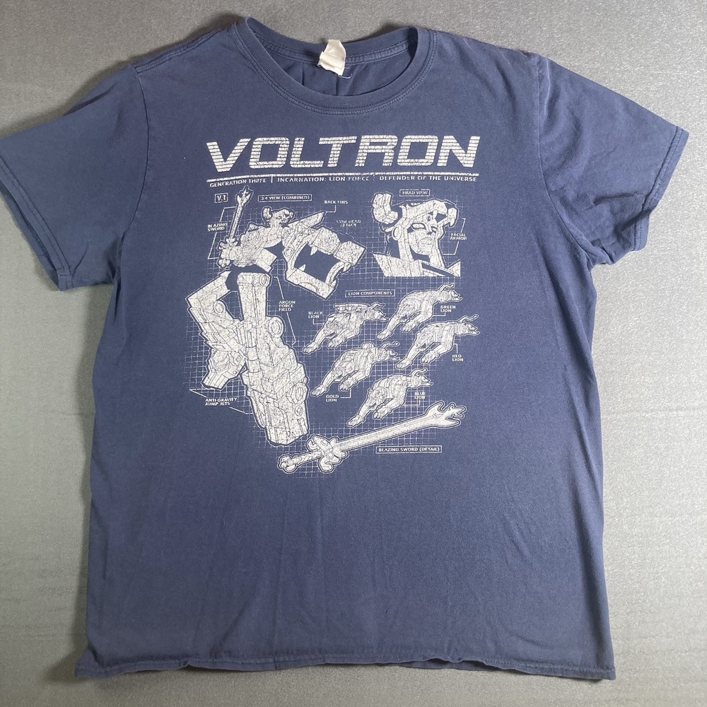 Voltron Men TShirt Blue Schematics Blueprint Generation Three Lion Force M Anime